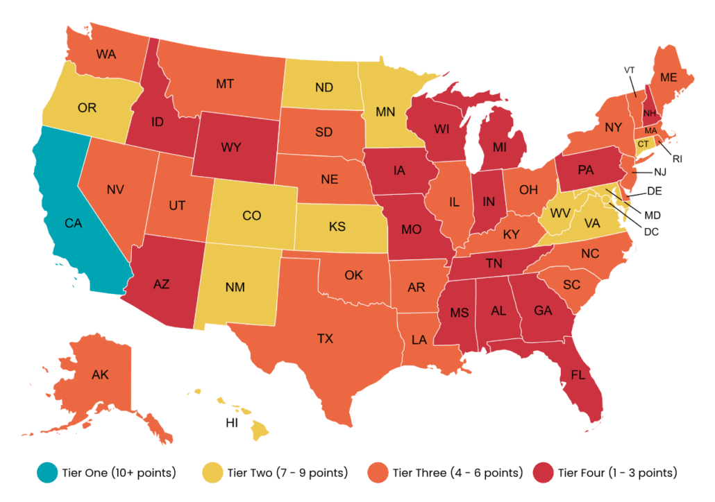 State Ratings 2023 overall map rankings and key